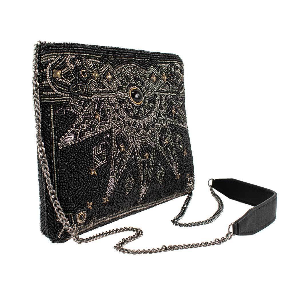 Mary Frances Magical Power Onyx Black Handbag Crossbody Chain Strap Zip Bag NW - Picture 2 of 8